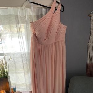 One Shoulder Blush Maxi Bridesmaids Dress